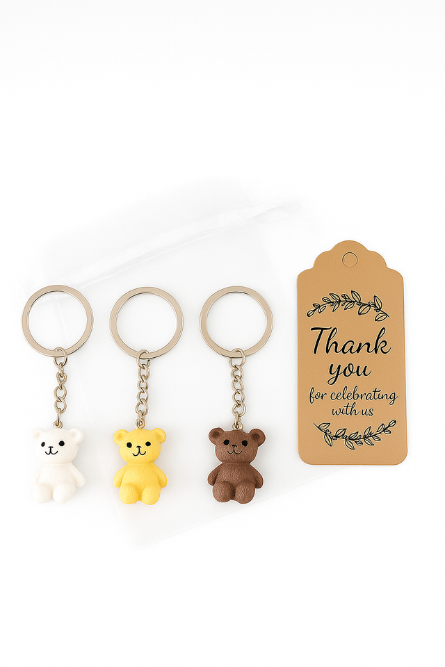 Schlüsselanhänger Teddy – Verschiedene Farben wählbar, mit Organzabeutel & „Thank you“-Karte
