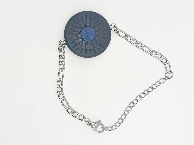 Bracelet Ébène Texturé, Lapis Lazuli Incrusté