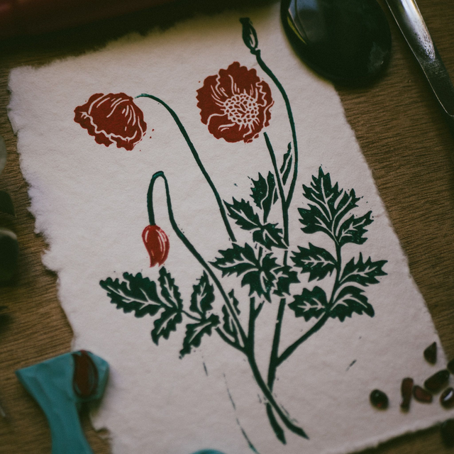 Linogravure - Coquelicot - A6