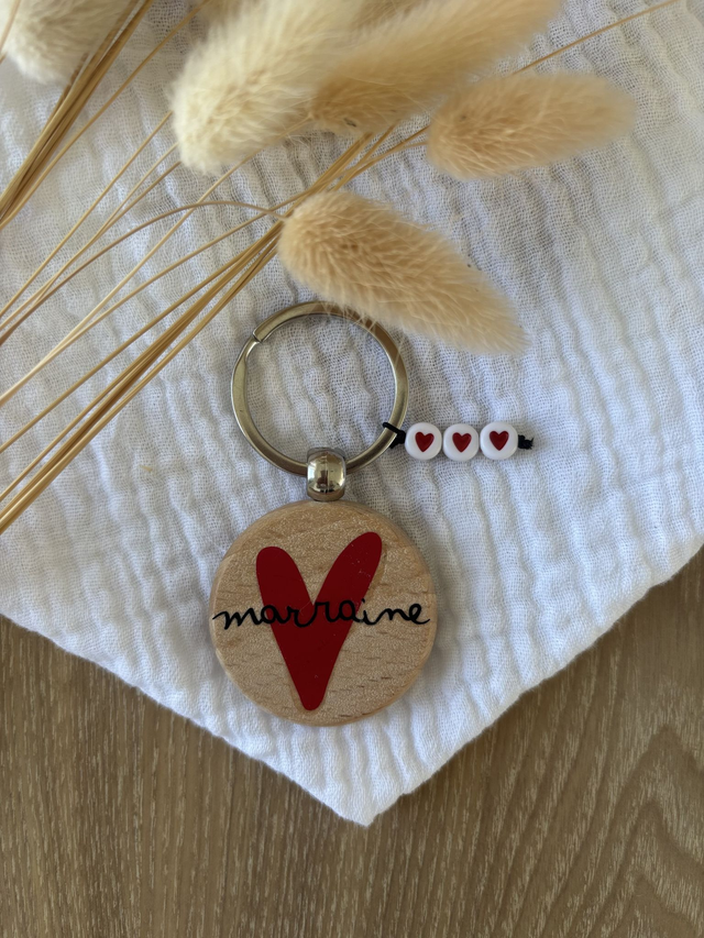Porte-clés coeur - Marraine