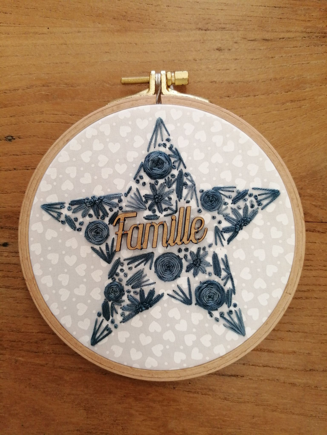 Tambour brodé Étoile bleue Famille