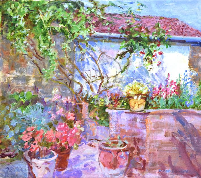 SE03 A Sunny Corner Of The Garden by Susan Edwards, 36x41cm Oil On Linen