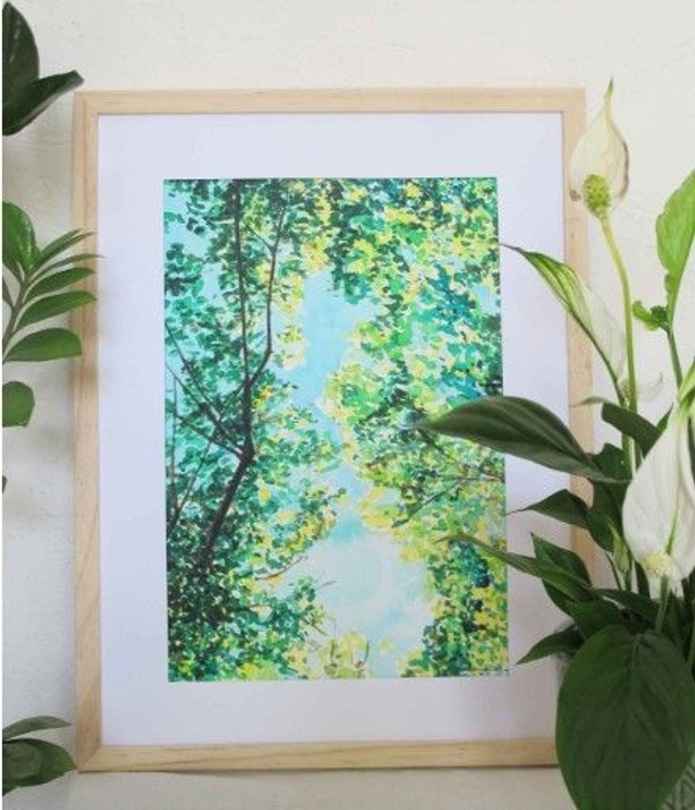 Aquarelle "Arbre et ciel"