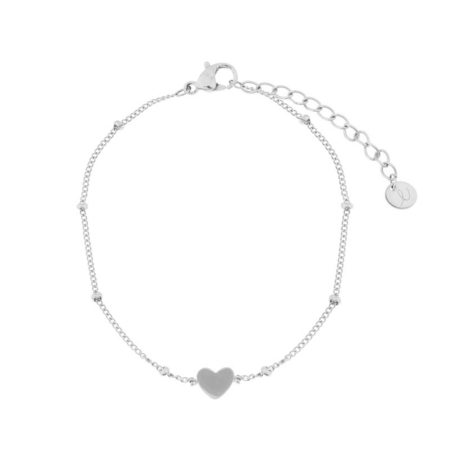 Rvs zilveren armband met gesloten hart incl. kaart
