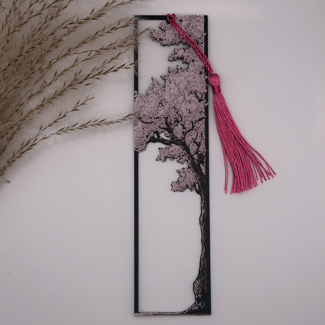 Cherry Blossom Tree 3D Printed Bookmark with Tassel