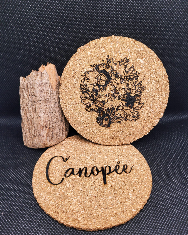 Dessous de verre en liège au motif &quot;Arbre enchanté&quot;