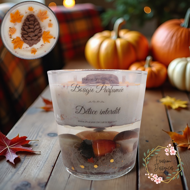 Bougie effet boule à neige automnale  