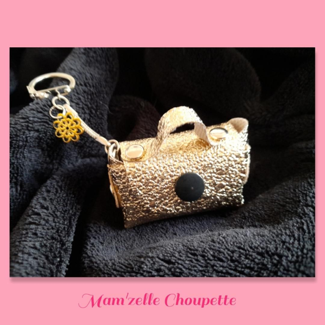Porte-clés Mini-sac doré 