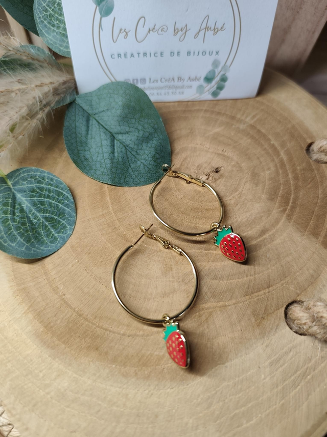 BO CREOLES FRAISE/ ACIER INOXU GOLD 0001221