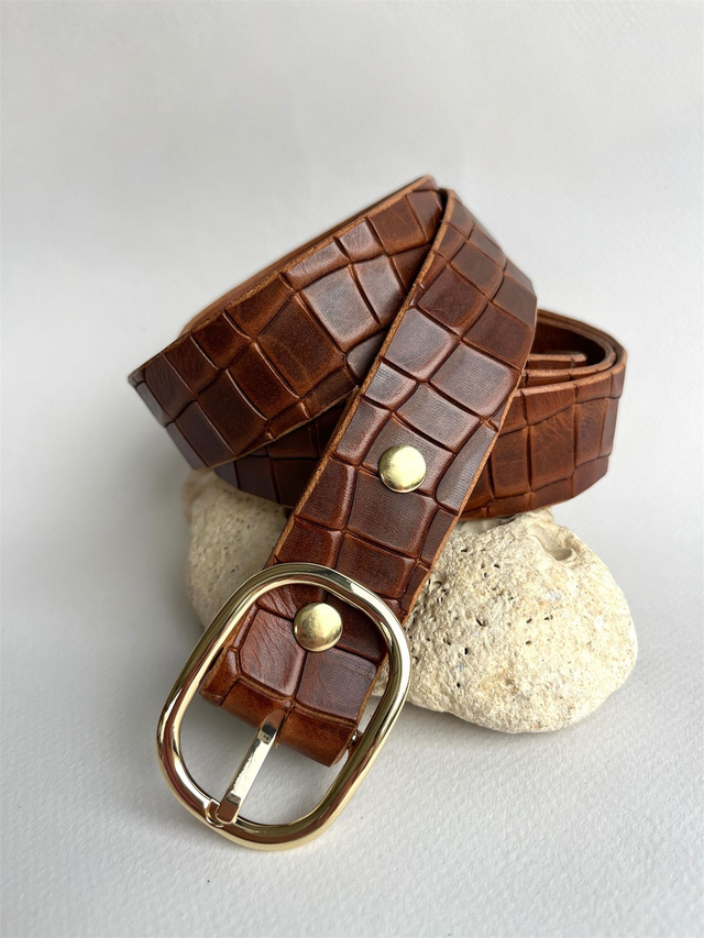 Ceinture effet croco marron 