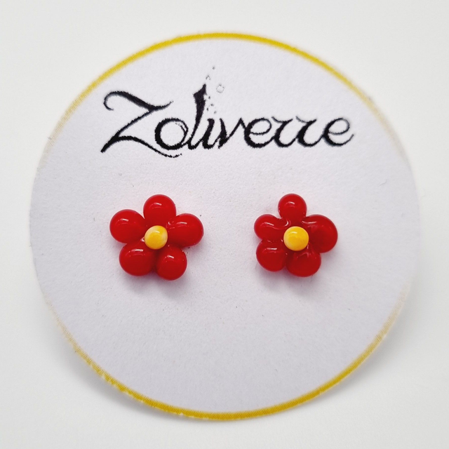 Puces d'oreilles - Fleurs rouges