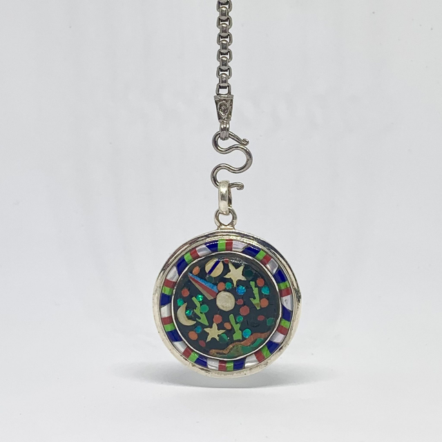 Pendentif Galaxy NACRE TIME argent massif et pierres naturelles 