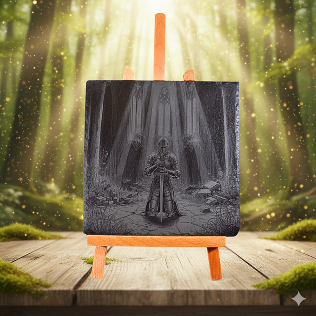 Dernier Serment du chevalier Ardoise 25x25cm