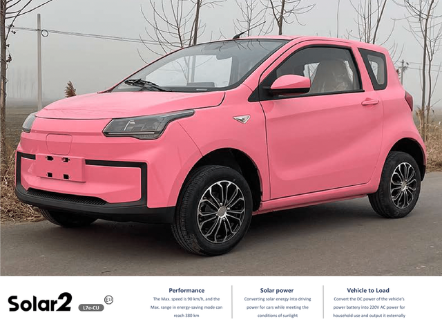 90 km/h Solar3 Mini EV 2-sæder, 9" skærm, 380 km kørsel, 3 års 50.000 km batteri & motor EU-garanti