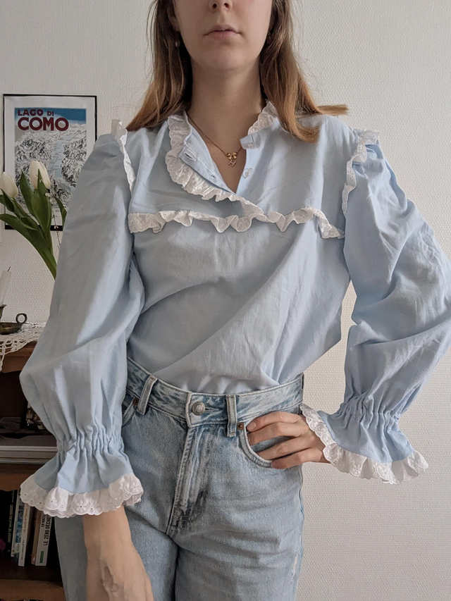 Blouse style victorien bleue - taille XS/S