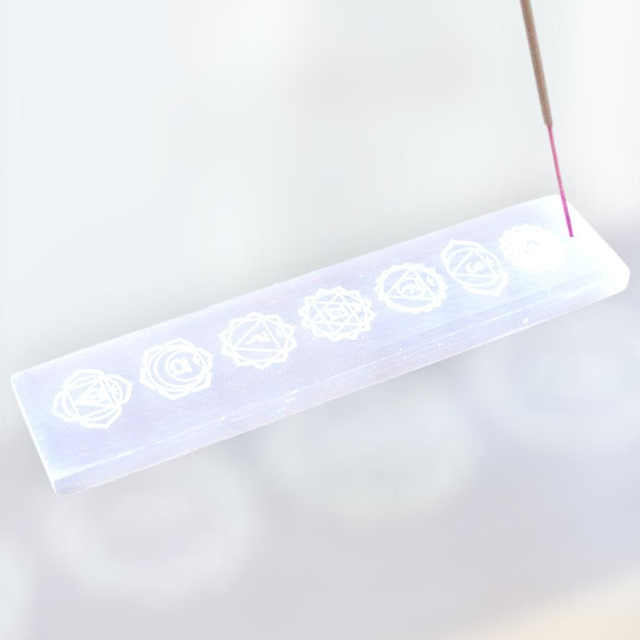 Porte-encens &quot;Sélénite 7 chakras&quot;