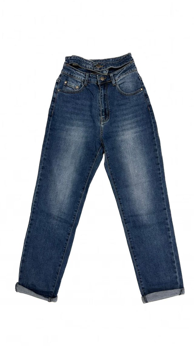 Jeans vita alta doppio bottone