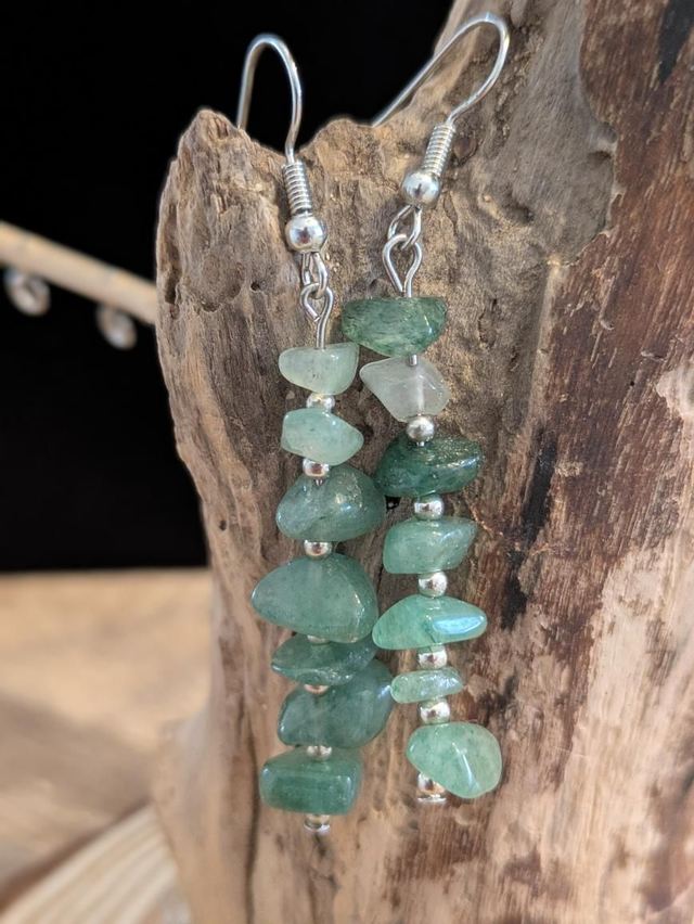 Boucles d'oreilles bohème Aventurine argent S925 