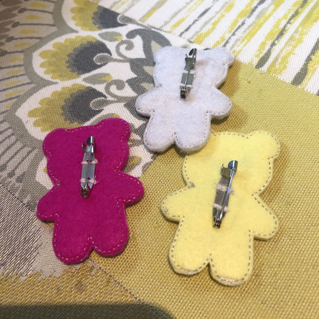 Pretty Teddy Bear Brooches - various colours available