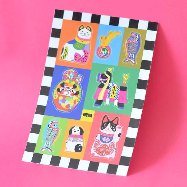 Planche de stickers les jouets folkloriques japonais