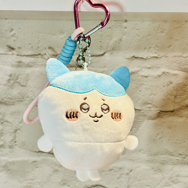 Chiikawa Hachiware character plush pendant with removable green Usagi &amp; charms keychain 