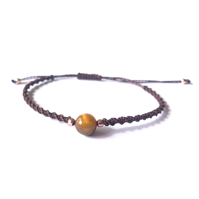 Bracelet micro-macramé, Oeil de Tigre pierre naturelle