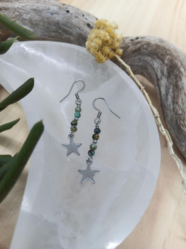 Boucles d'oreilles STELLA - Turquoise Africaine