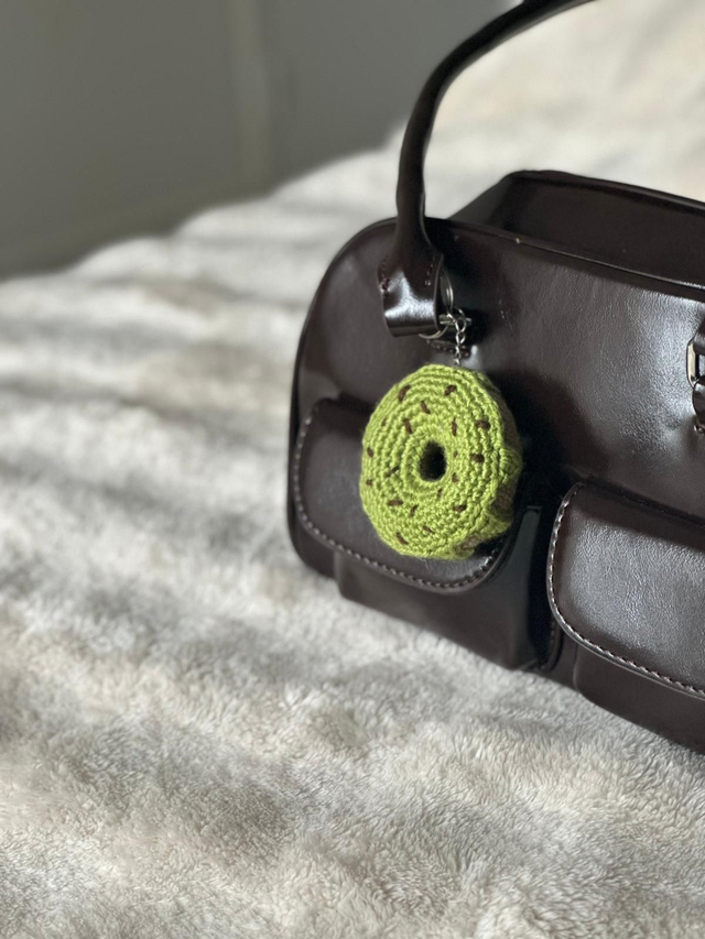 Bijou de sac - Porte-clés Donut Pistache au crochet 