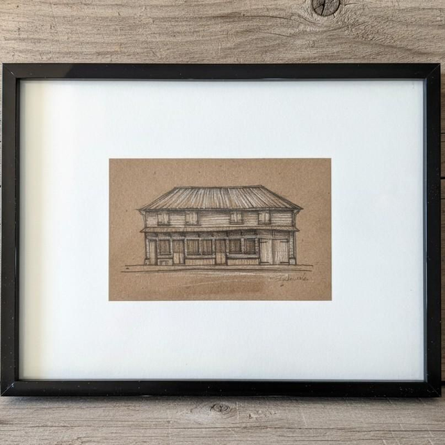 Encre et graphite kraft - case créole #3 - Le Saint-Esprit - Martinique 