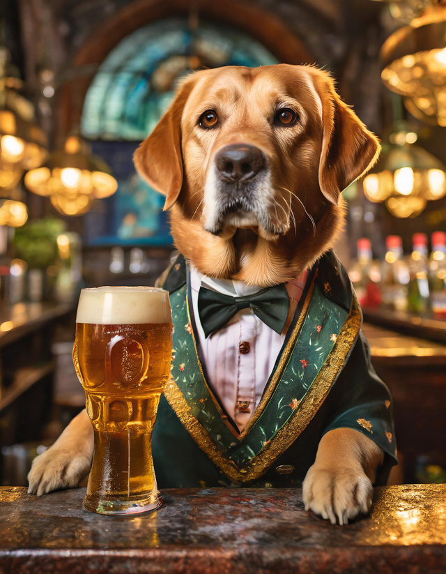 Labrador at the Bar Framed Canvas