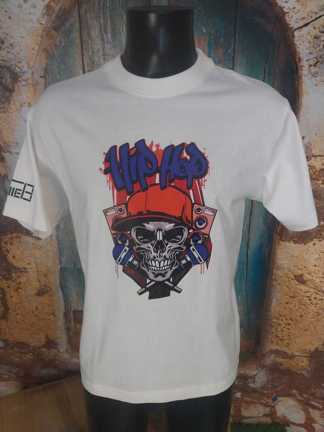 T-SHIRT BLANC HOMME (H8) HIP HOP