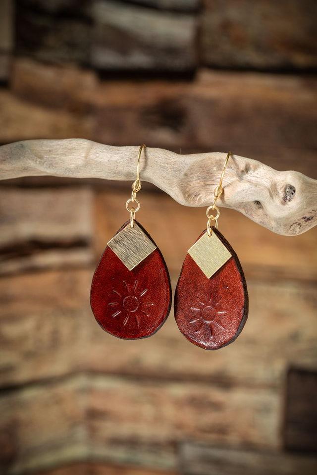 Solaris - Boucles d'oreilles Cuir véritable