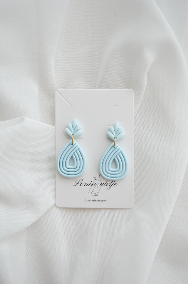 Summer Glow Kolekcija - Veliki pastelno modri uhani v obliki kapljice