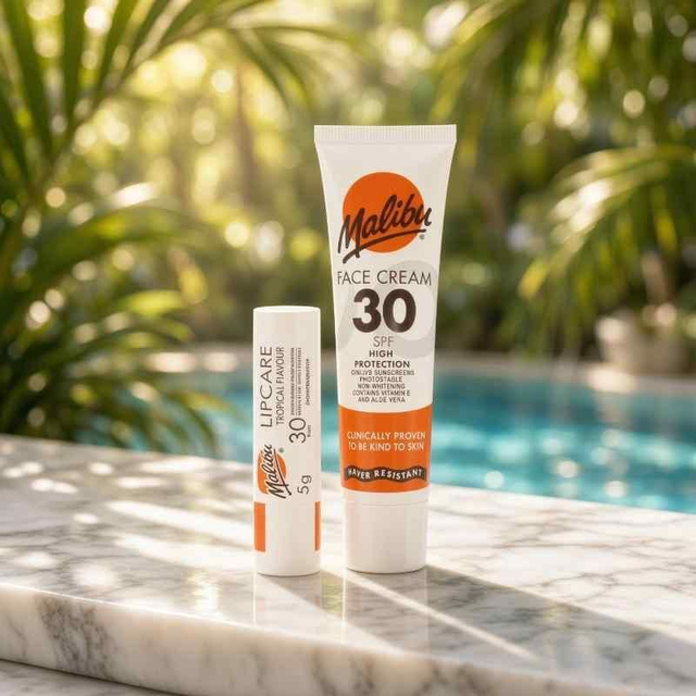 Malibu SPF 30 Lip Care Balm & SPF 50 Face Cream 2pcs Set | Sun Care