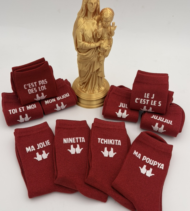 Chaussettes a paillettes rouges phospho jul