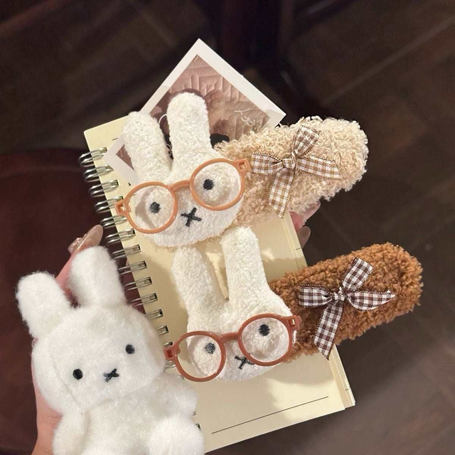 Nouveau clip à cheveux Miffy avec lunettes, grand format type bec de canard