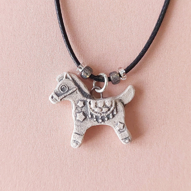 Small ceramic horse charm - detailed horse pendant