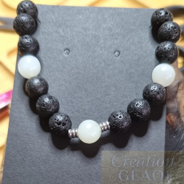 Pierre de lave et jade vert