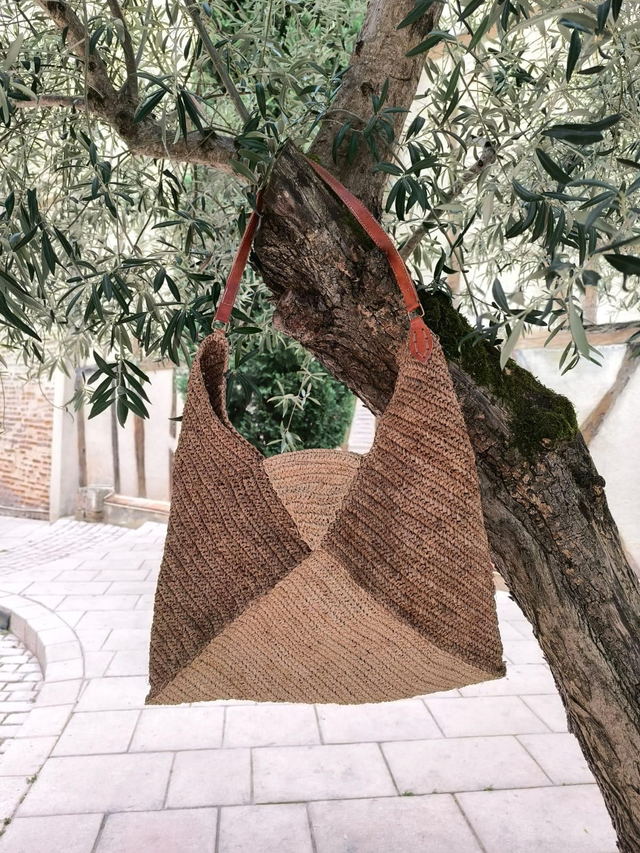 Sac cabas couleur triangle marron