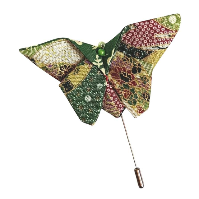 Broche papillon/Fibule papillon origami tissu /Epingle à chapeau/ Broche papillon tissu Japonais vert