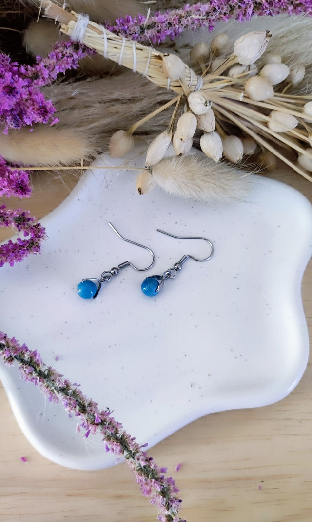 Boucles d'oreilles Boule Apatite