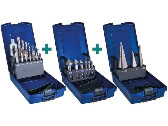 Zira Kegelsenker-Gewindebohrer- Stufenbohrer-Set 3-teilig in Kunststoff-Boxen NEU