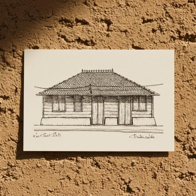 Carte postale A6 - case créole #8 - Les Trois Ilets - Martinique - reproduction