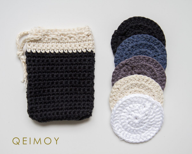 Beauty-set: handgehaakt katoenen zeepzakje en 5 gezichtsscrubbies