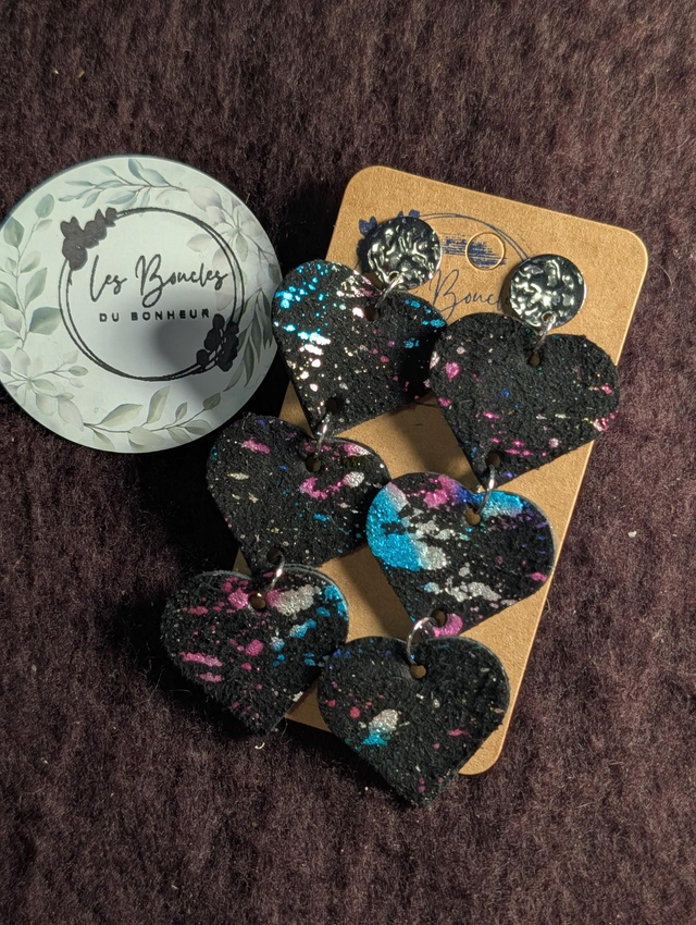 Boucles d'oreilles Ti coeur ❤️ noir tc003