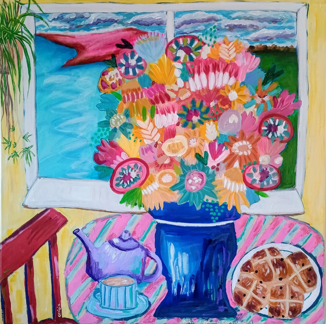 Morning blossom sunshine in a vase