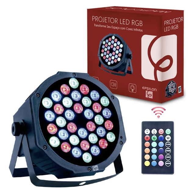 Canhão Refletor 36 Leds 1w Dmx Strobo Slim Epsilon