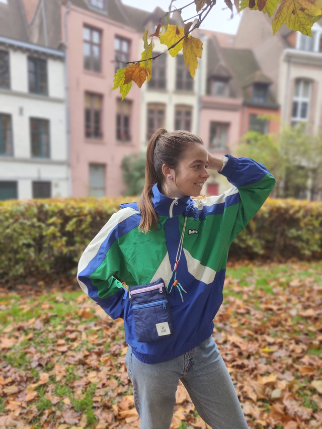 Sac bandoulière bleu/rose