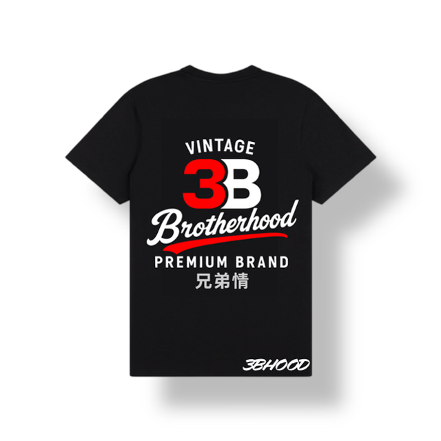 3B Vintage T Shirt (Black Red)