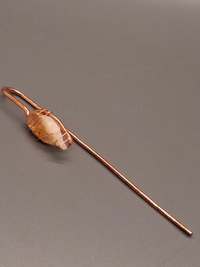 Raw Citrine Crystal Hand-Forged Copper Bookmark